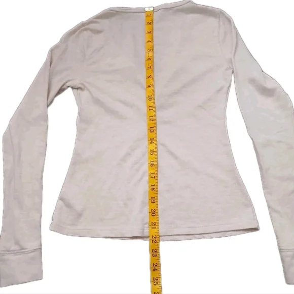 Ribbed Henley Thermal Long Sleeved Top Ivory Size:XS Women's Universal Threads - Picture 4 of 9